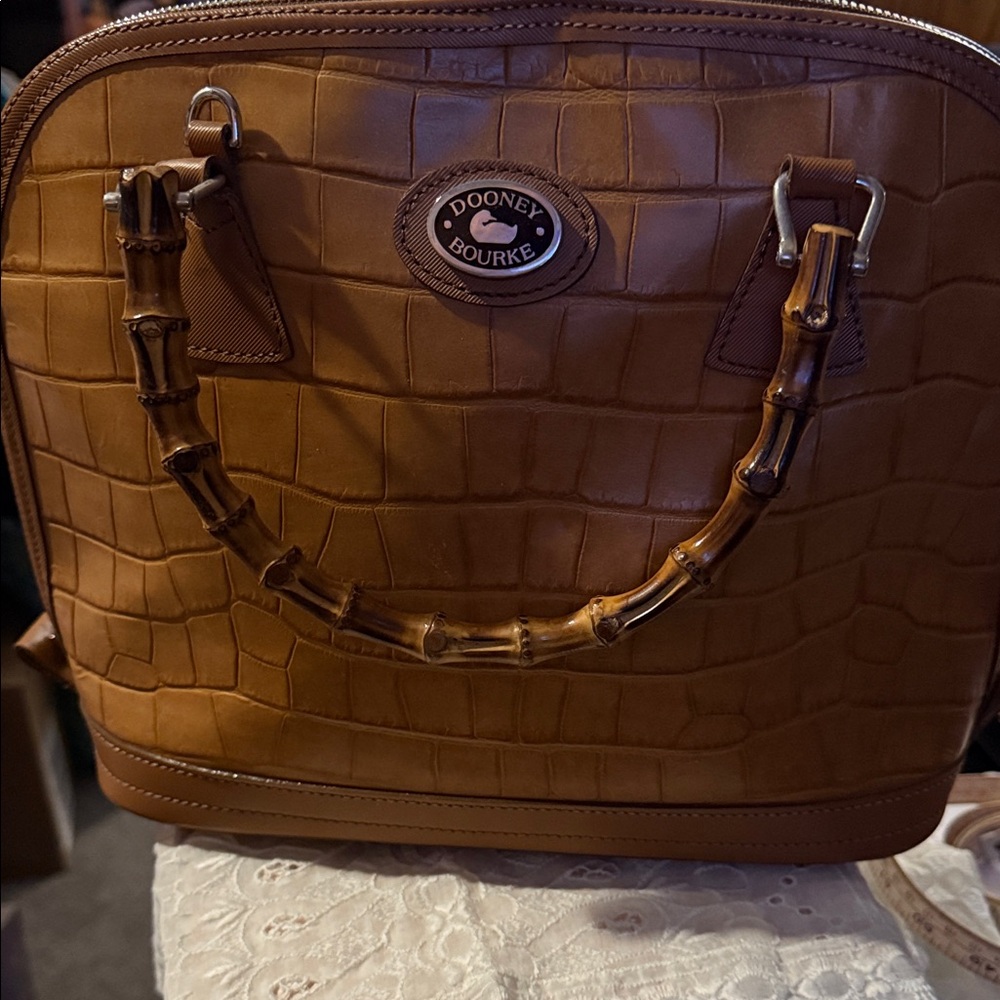 Dooney & Bourke Tan Croc-Embossed Satchel - Picture 3 of 9